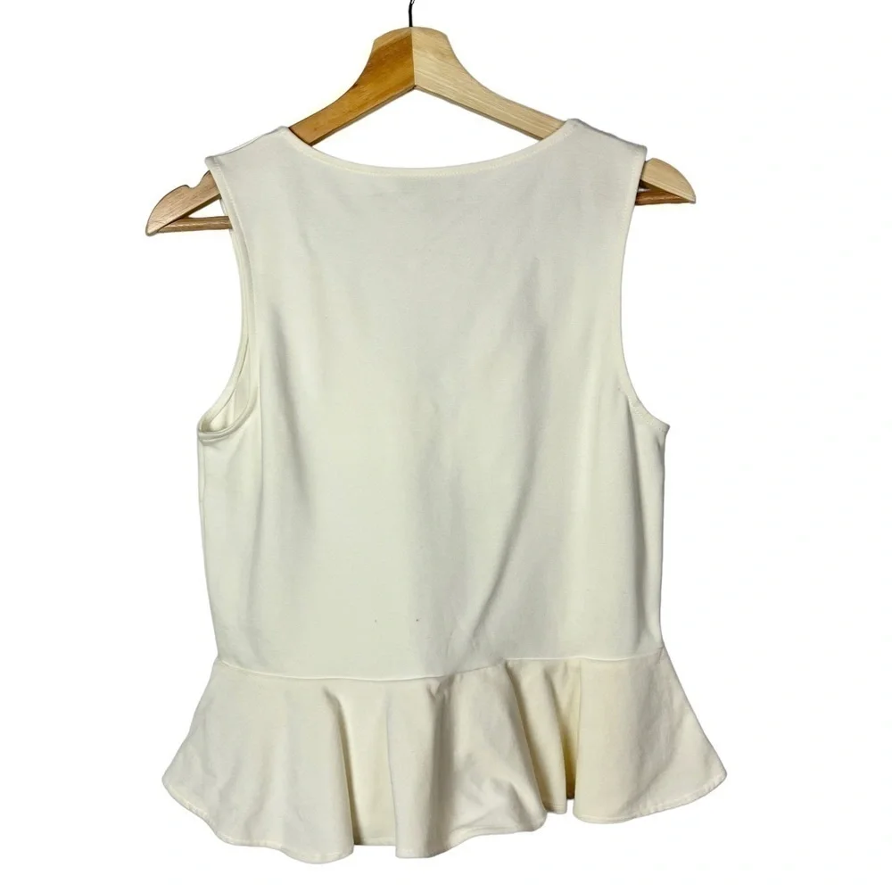 J. Crew White Velvet Peplum Tank Top‎ S